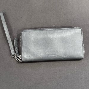 Vera Bradley Leather RFID Accordion Wristlet Wallet Gray